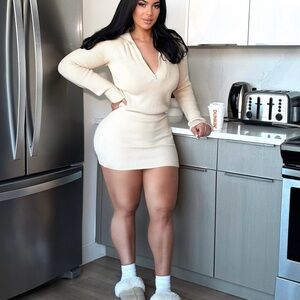 Elegant Cream Knit Dress